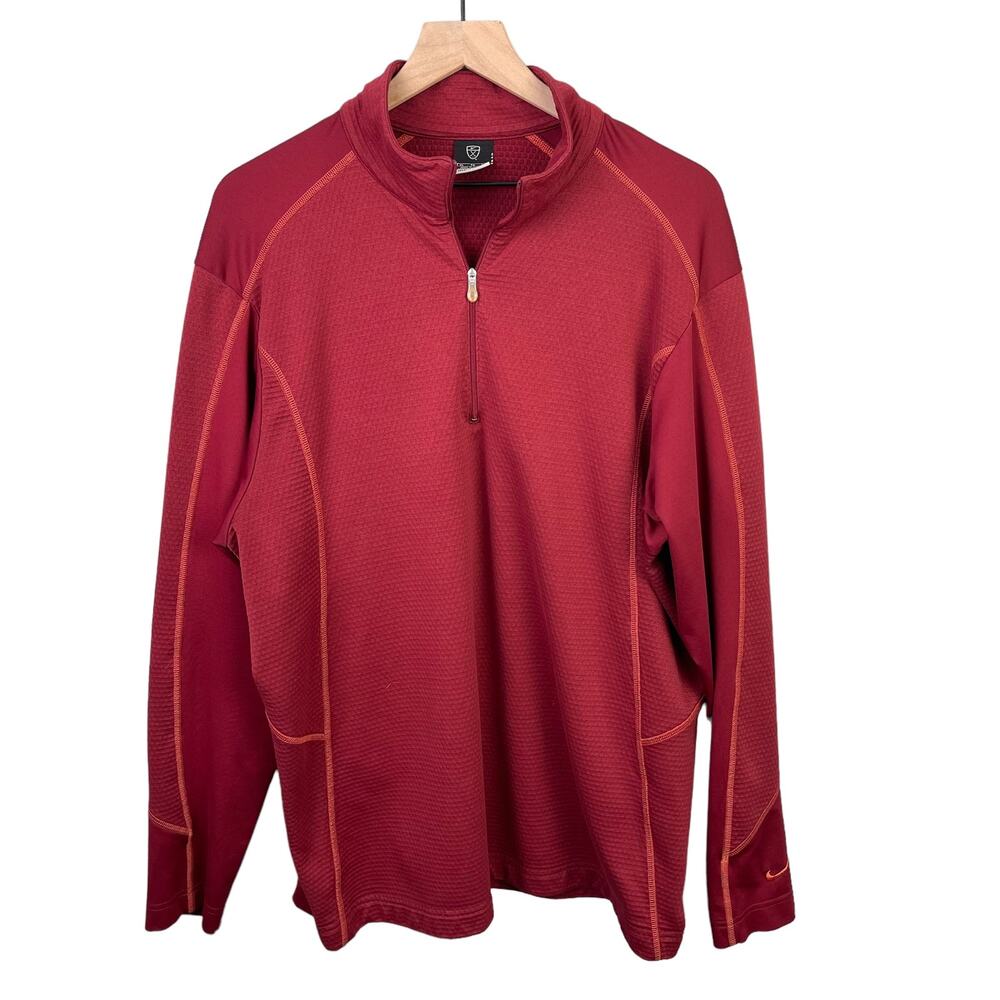 Nike Fit Sweater Therma Red and Orane 1/4 Zip Warm‎ Men's XL